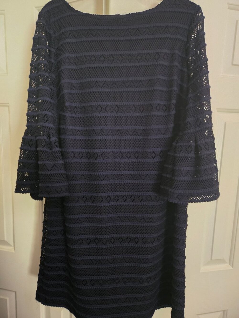 Think FALL: CHAPS Women's Dress w/Bell Sleeves - Lined 18W - Rich Navy Blue